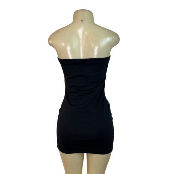 XXI Black & Bronze Sequin Strapless Mini Dress Sz M - Picture 3 of 6